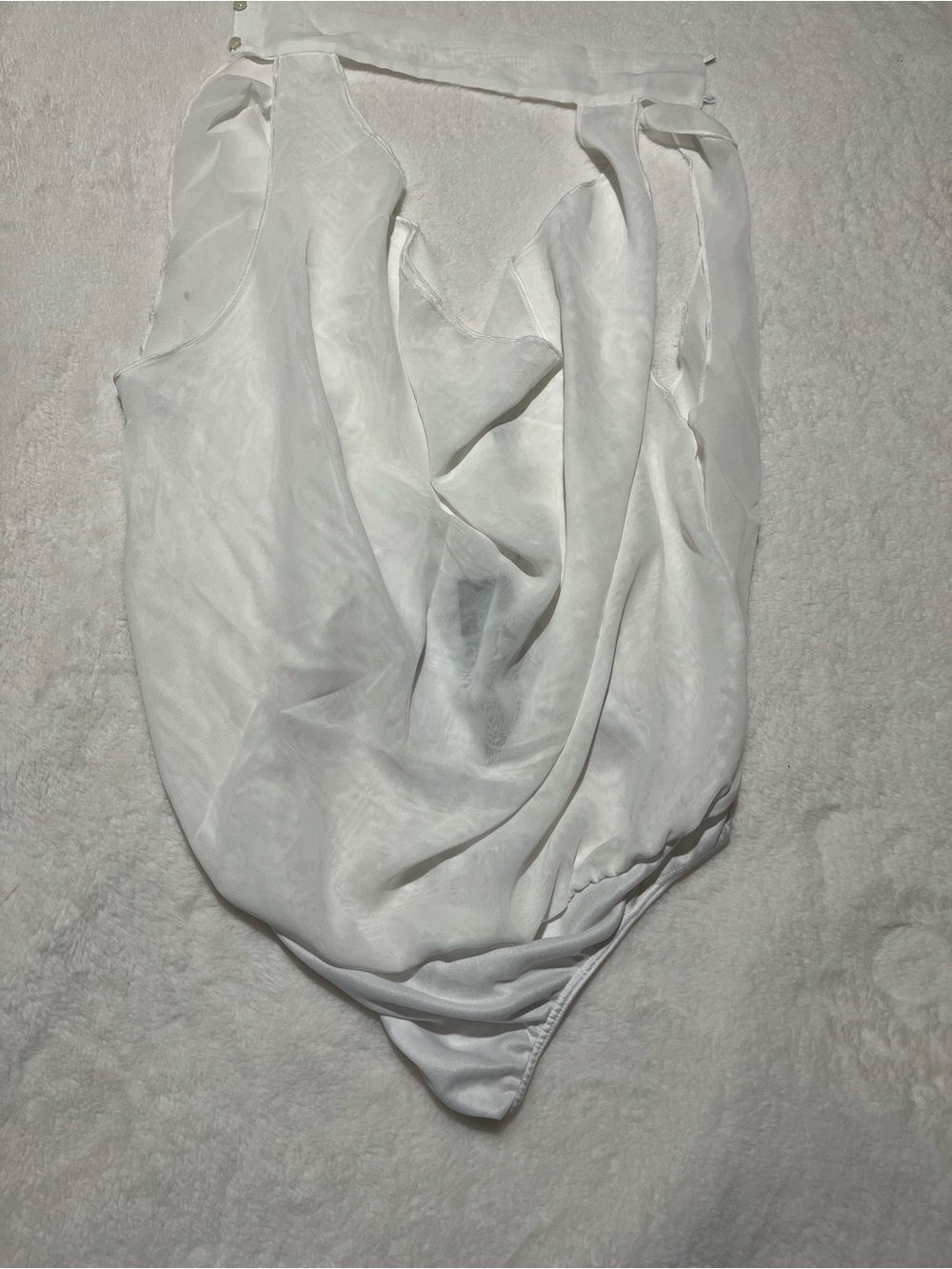 Brand New Fashion Nova Sheer White Draped Halter Bodysuit